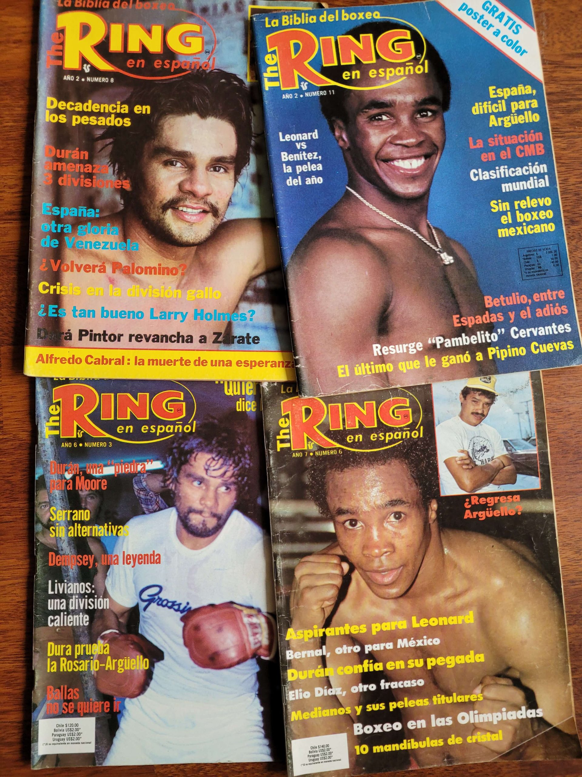 Pack revistas Ring principios de los 80s (Sugar Ray Leonard y Mano de Piedra Durán)