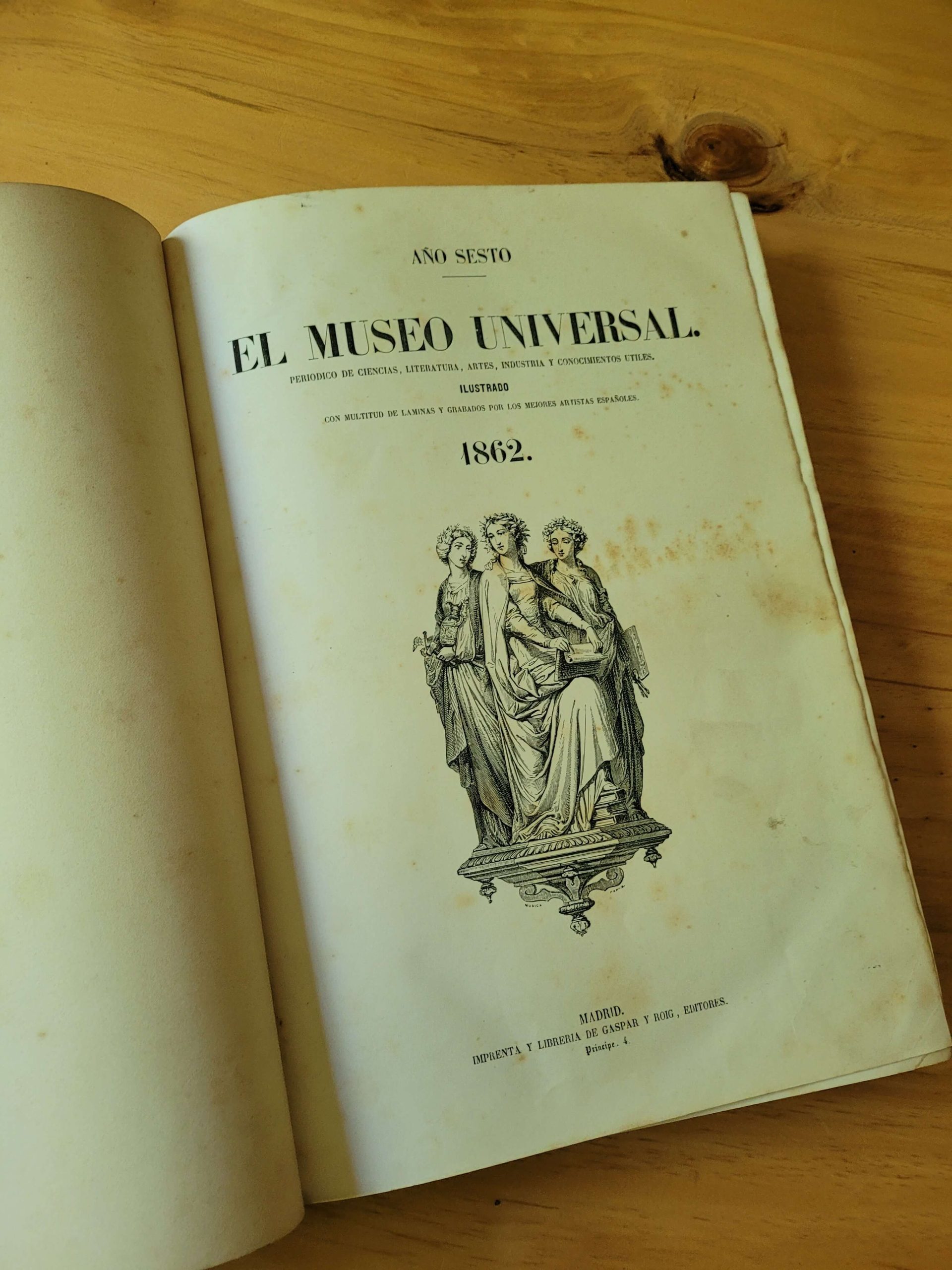 Empaste de revista EL MUSEO UNIVERSAL (1862) (51 revistas, año completo)