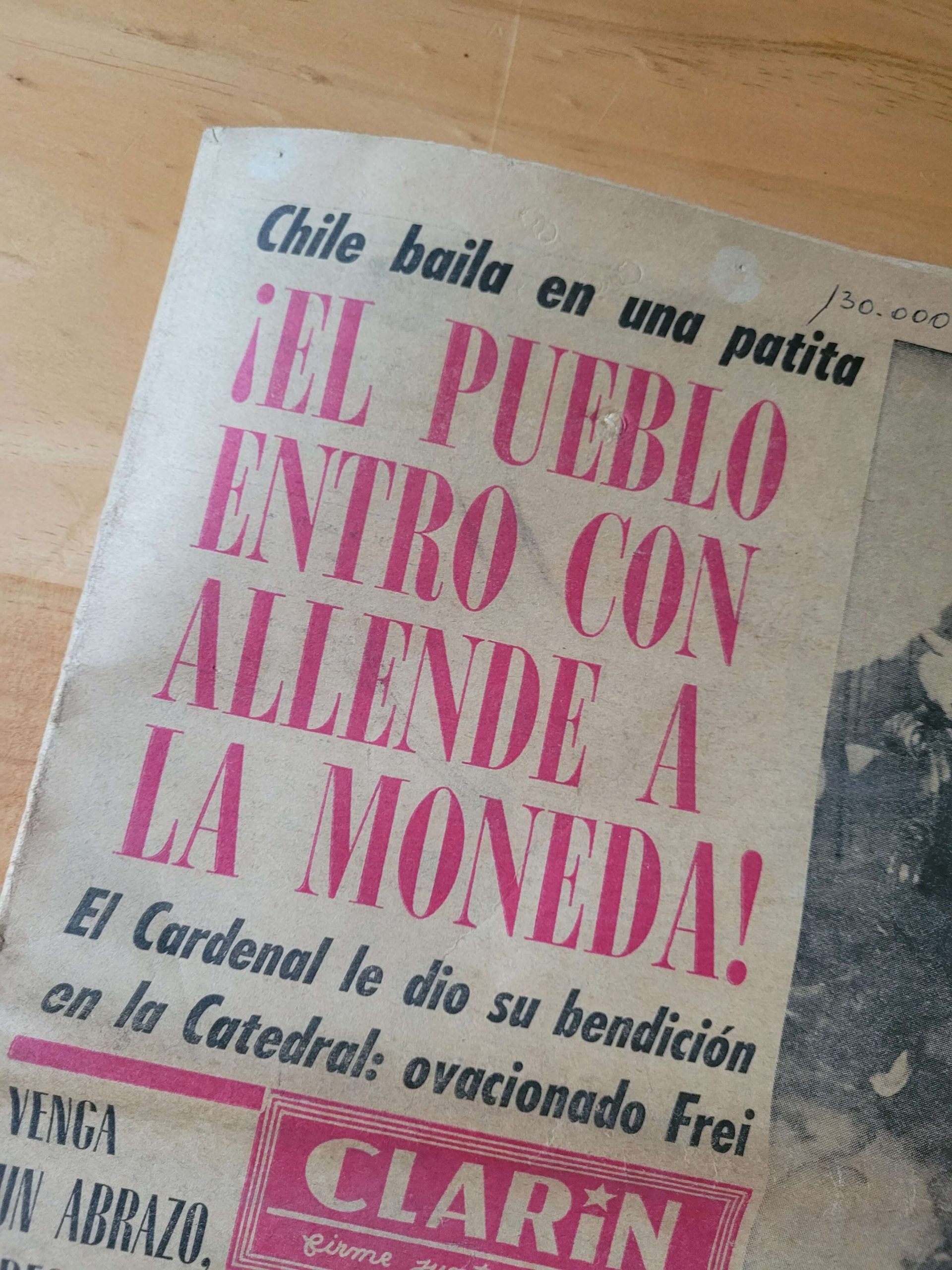 (1970) Diario CLARIN para el día de proclamación de Salvador ALLENDE