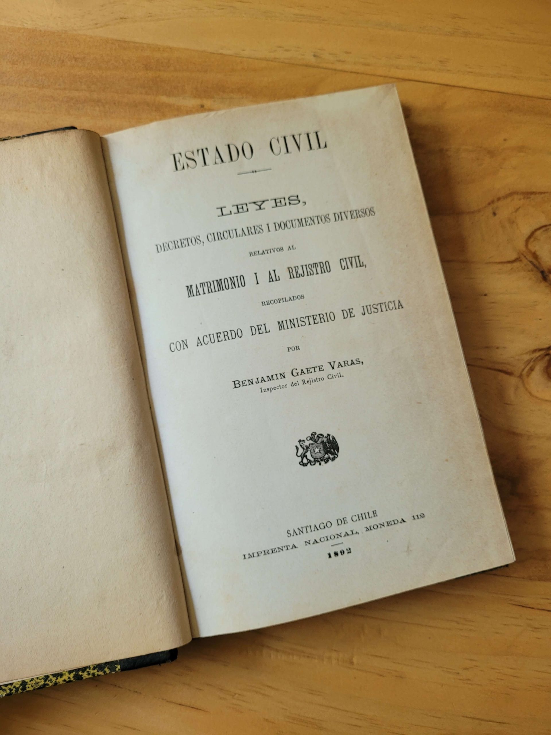 Estado civil: matrimonio i rejistro civil (1892) (Ministerio de Justicia)