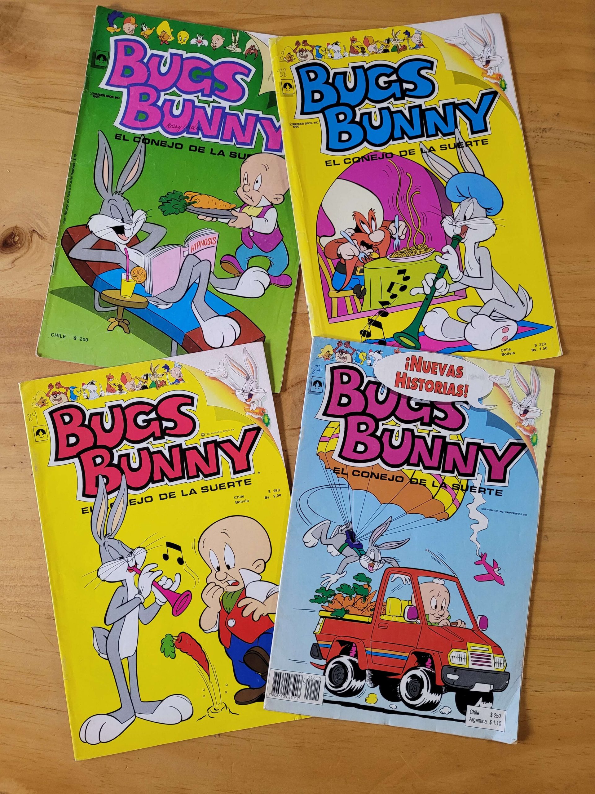 Pack revistas BUGS BUNNY el conejo de la suerte, años 90s (x4)