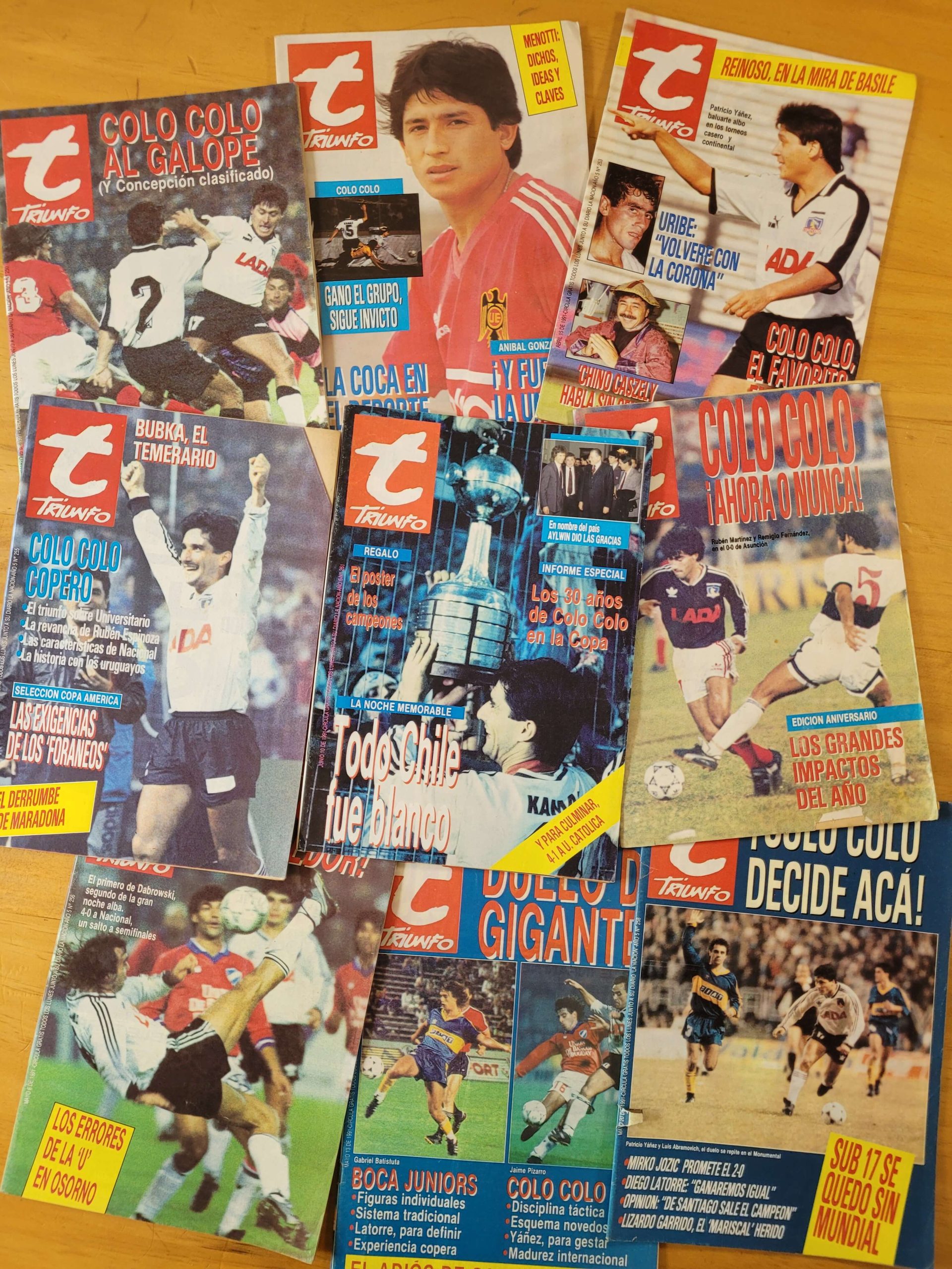 Pack revista TIRUNFO Colo Colo campeón Libertadores 1991 (x9)