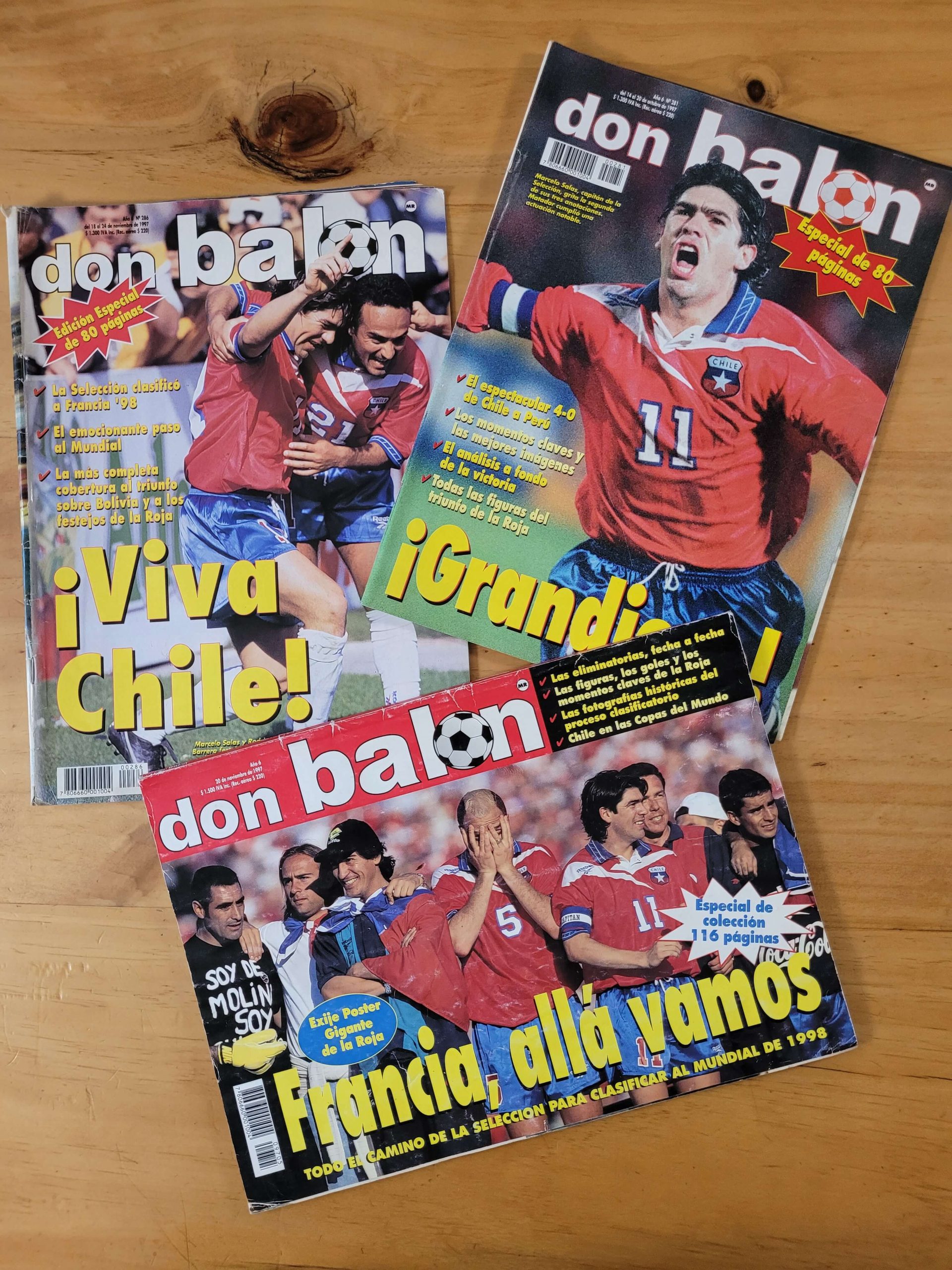 Pack DON BALON Chile en clasificatorias mundial Francia 98 (x3)