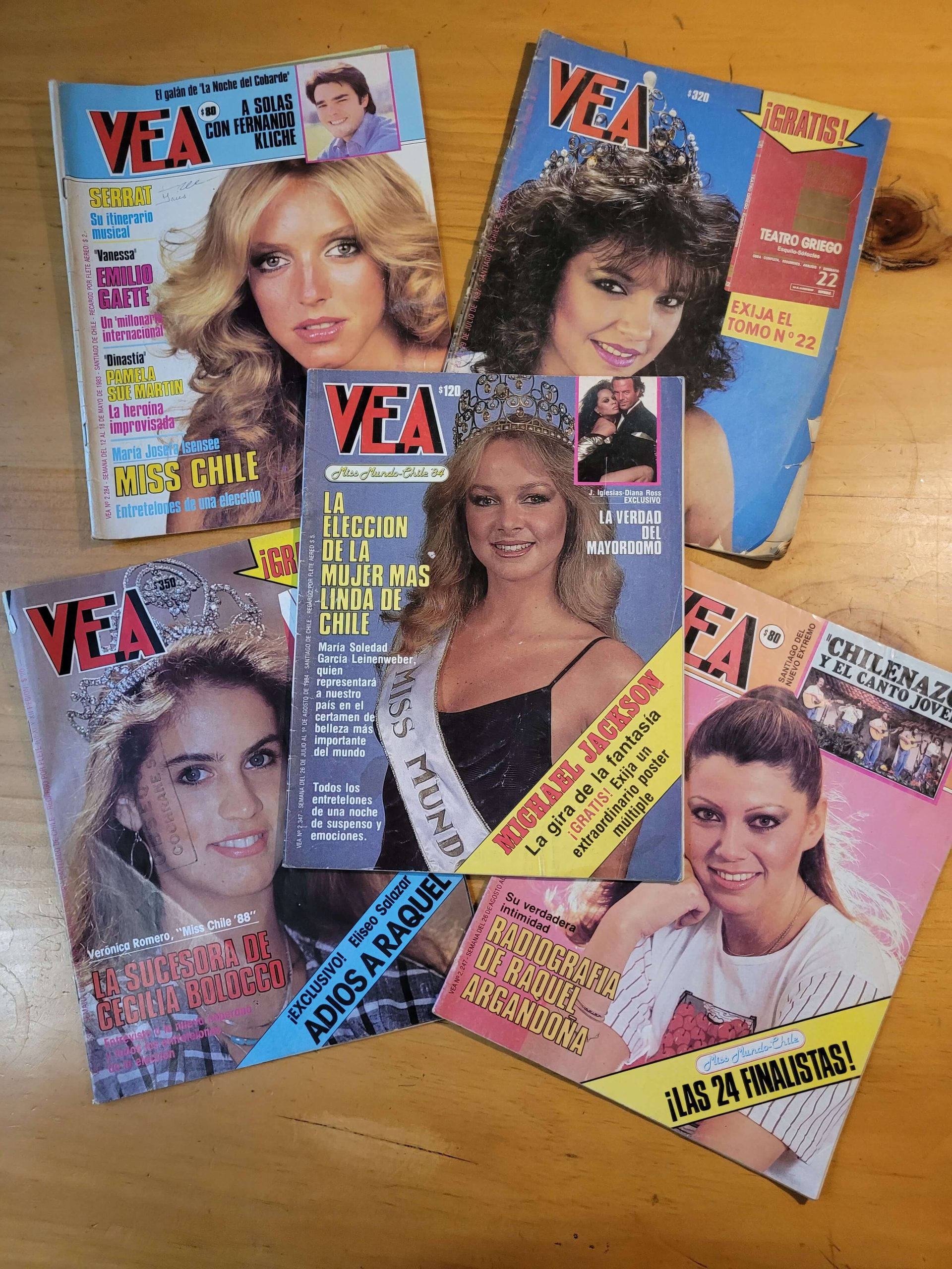 Pack VEA años 80s -Portadas Miss Chile- (x5)