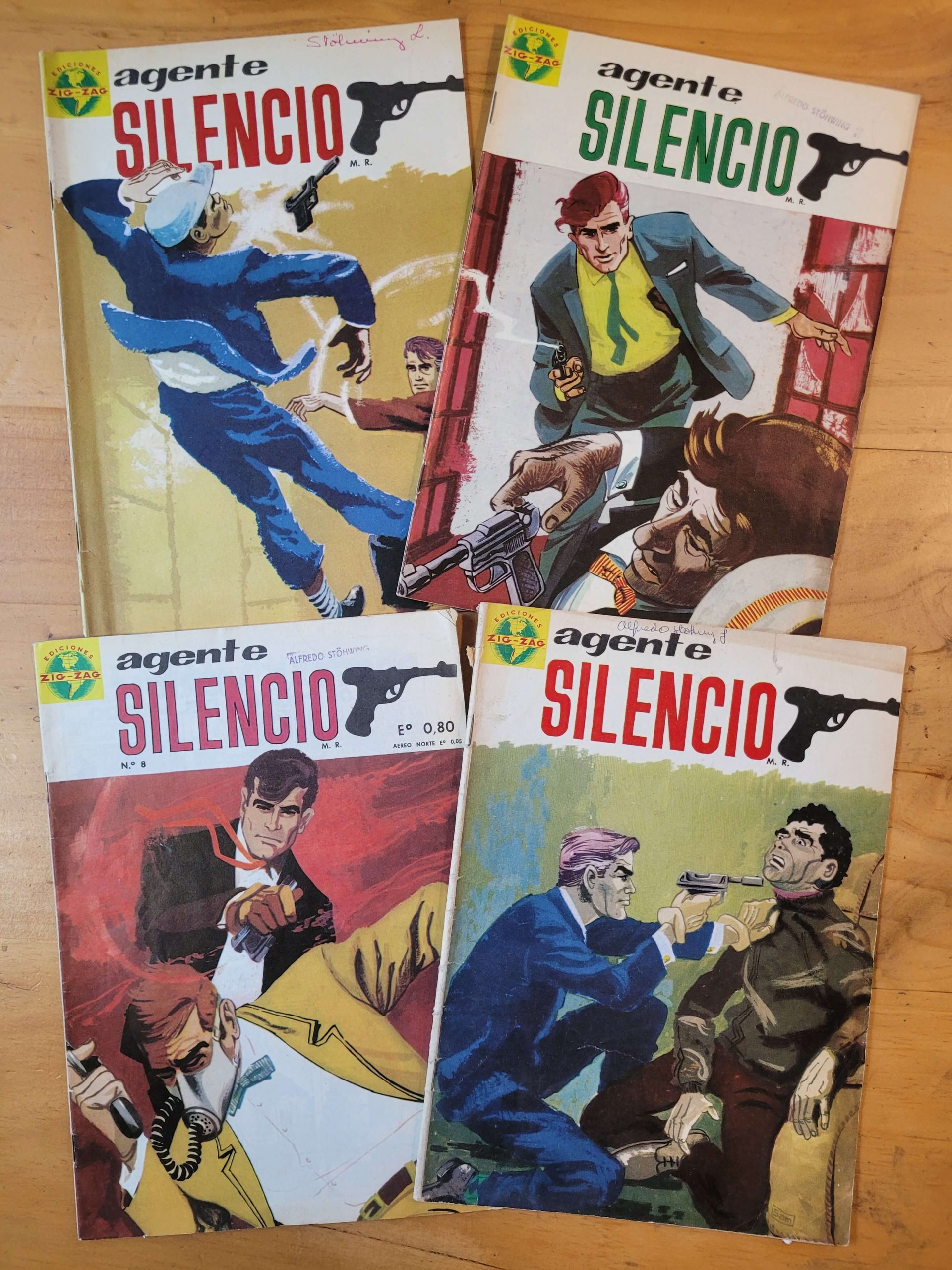 Pack AGENTE SILENCIO años 60s -ZIG ZAG- (x4)
