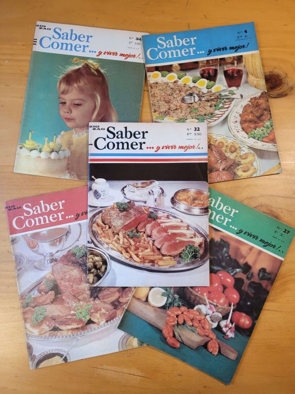Pack revistas SABER COMER… Y VIVIR MEJOR n°2, años 60s/70s (x5)