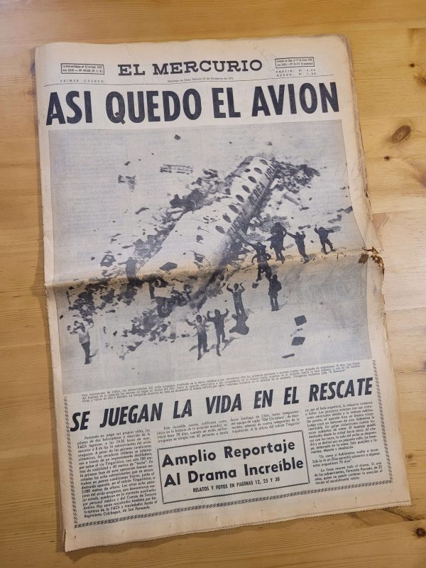 Diario EL MERCURIO para el día del rescate de los sobrevivientes de la tragedia de los Andes (1972) -Original-