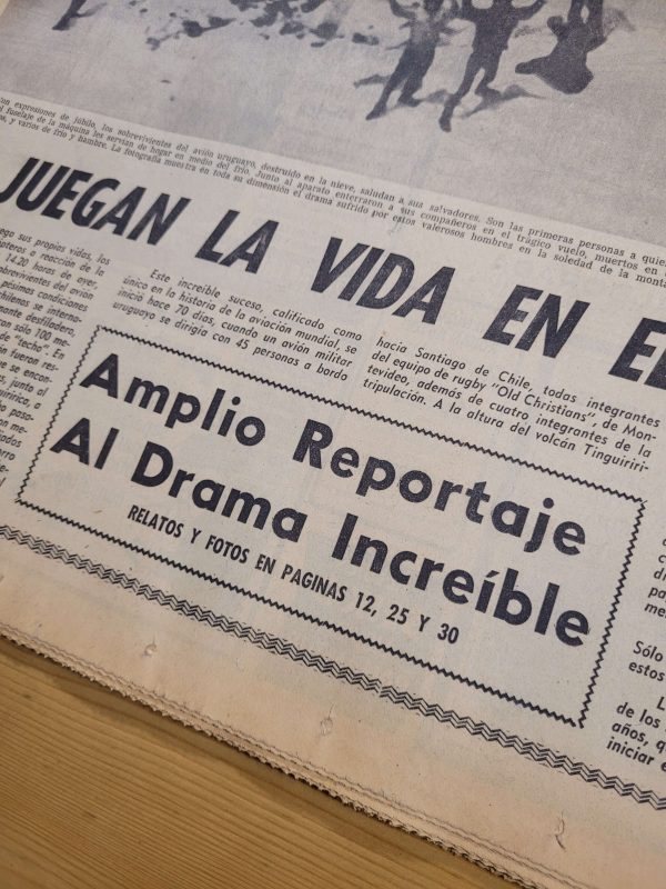 Diario EL MERCURIO para el día del rescate de los sobrevivientes de la tragedia de los Andes (1972) -Original-