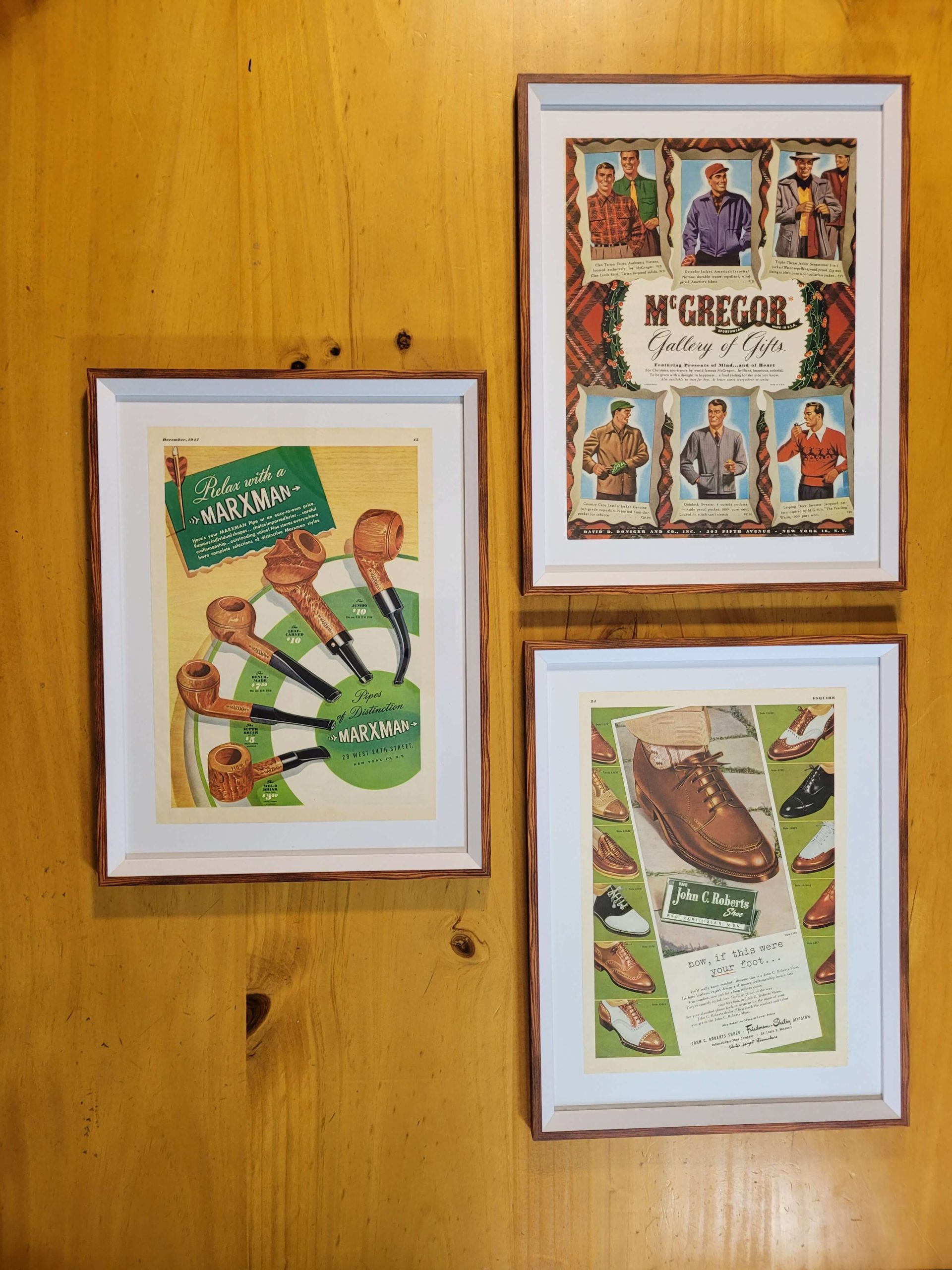 Pack cuadros PUBLICIDAD MODA VARONIL (años 40s)