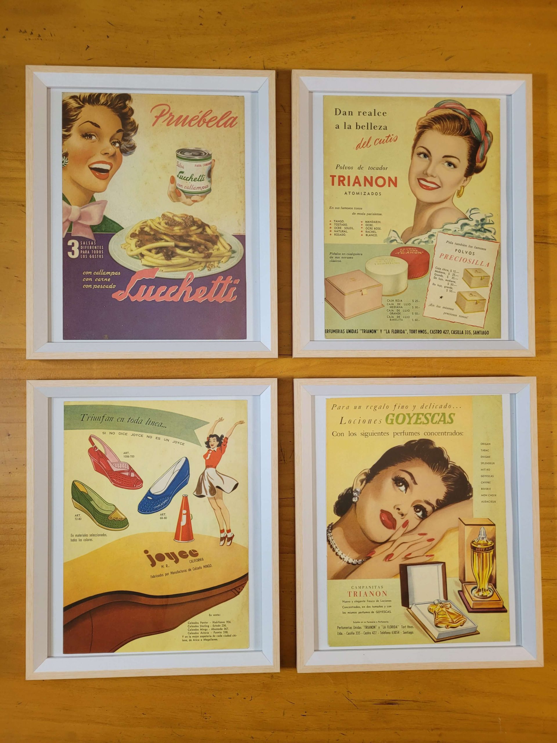 Pack cuadros PUBLICIDAD CHILENA FEMENINA (años 40s)